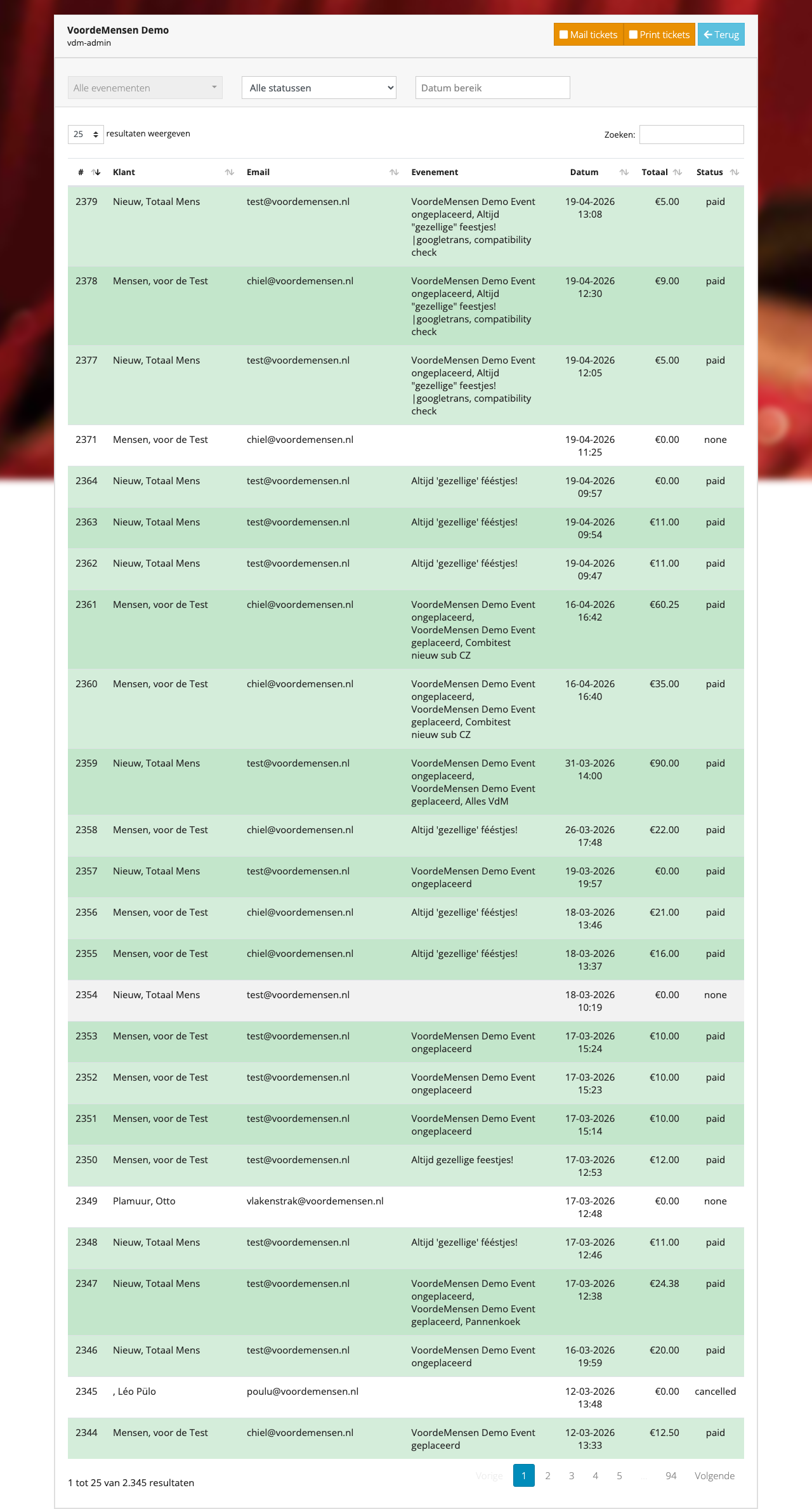 Edit-lijst met filters