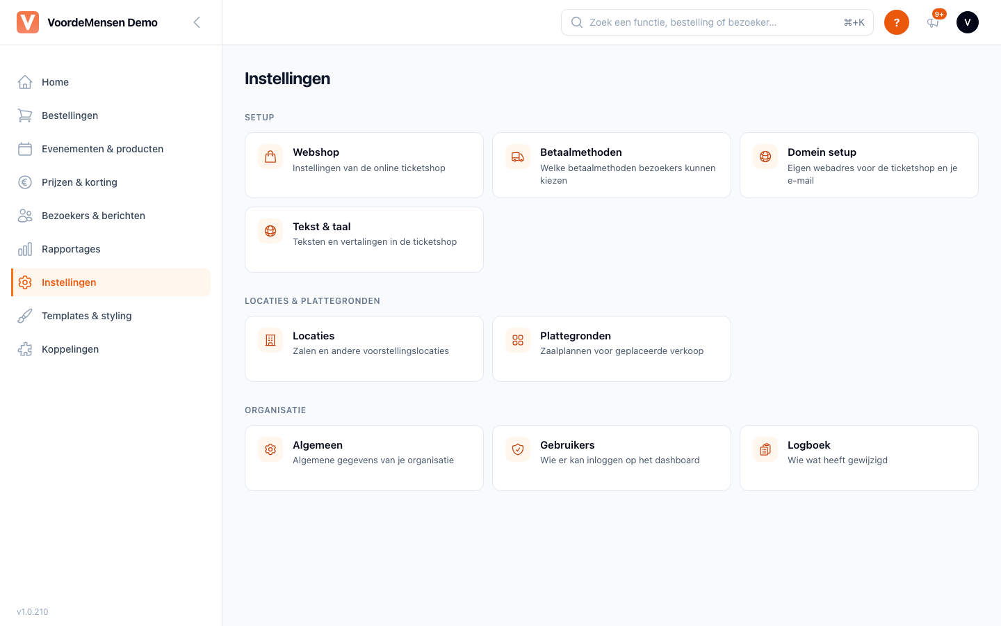Tegelpagina Instellingen