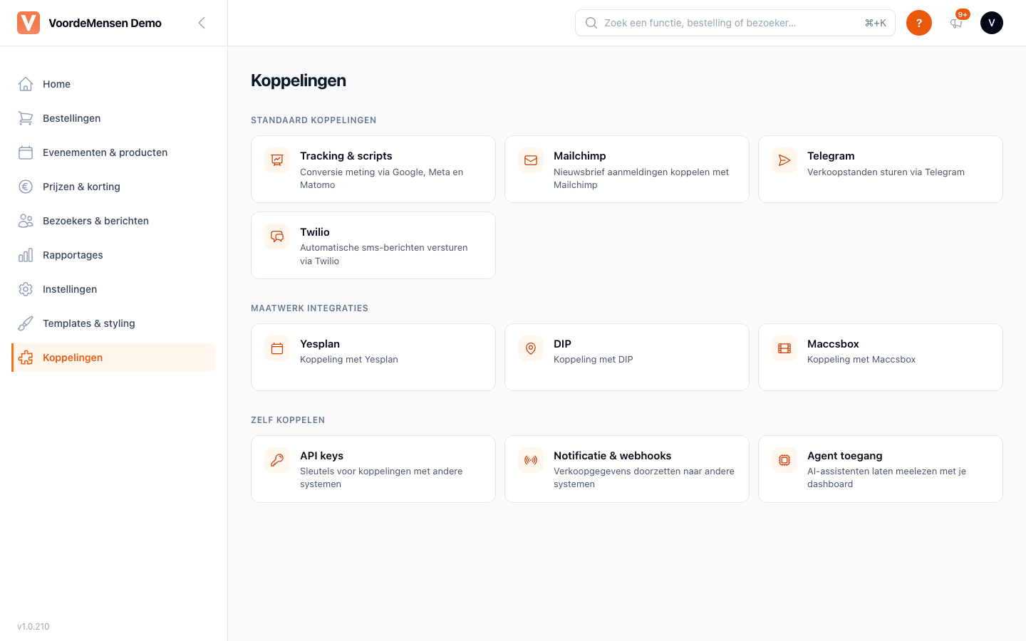 Tegelpagina Koppelingen