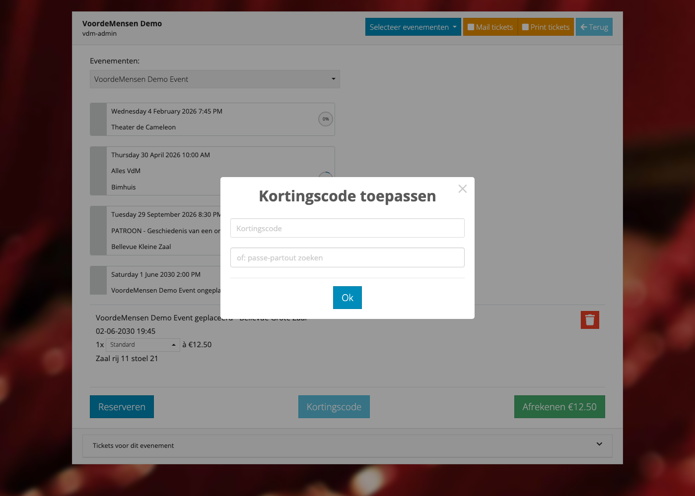 Kortingscode toepassen dialog