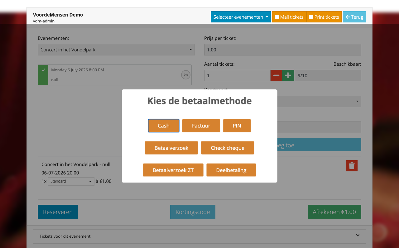 Betaalmethoden-dialog