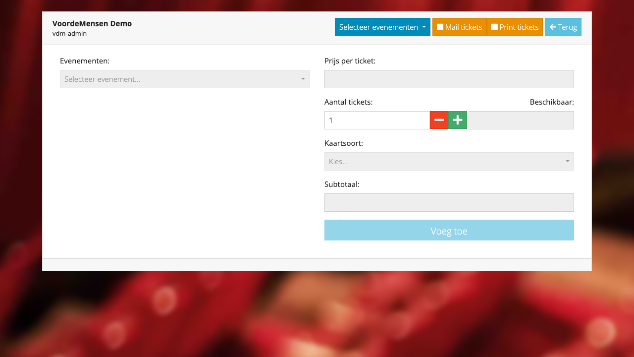 POS bij het openen (geen event gekozen)