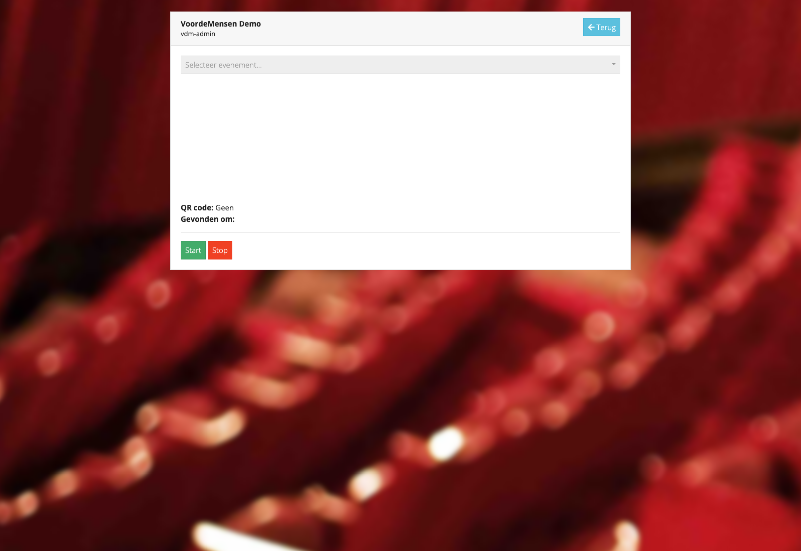 Webscan-scherm (initieel, QR code: Geen)